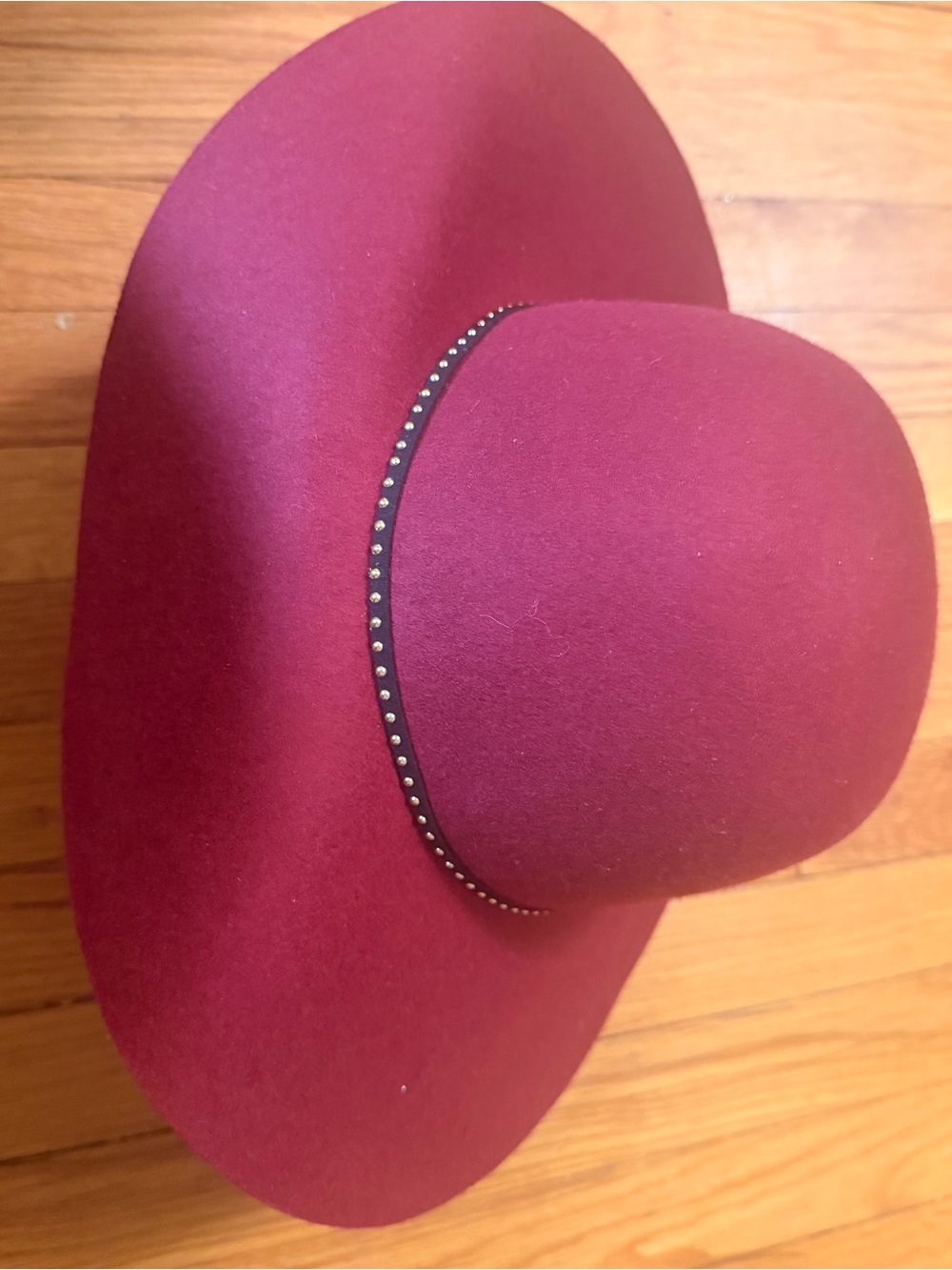 Classic Women’s Wide Brim 100% Wool Floppy Hat by C in Wine - Picture 6 of 10